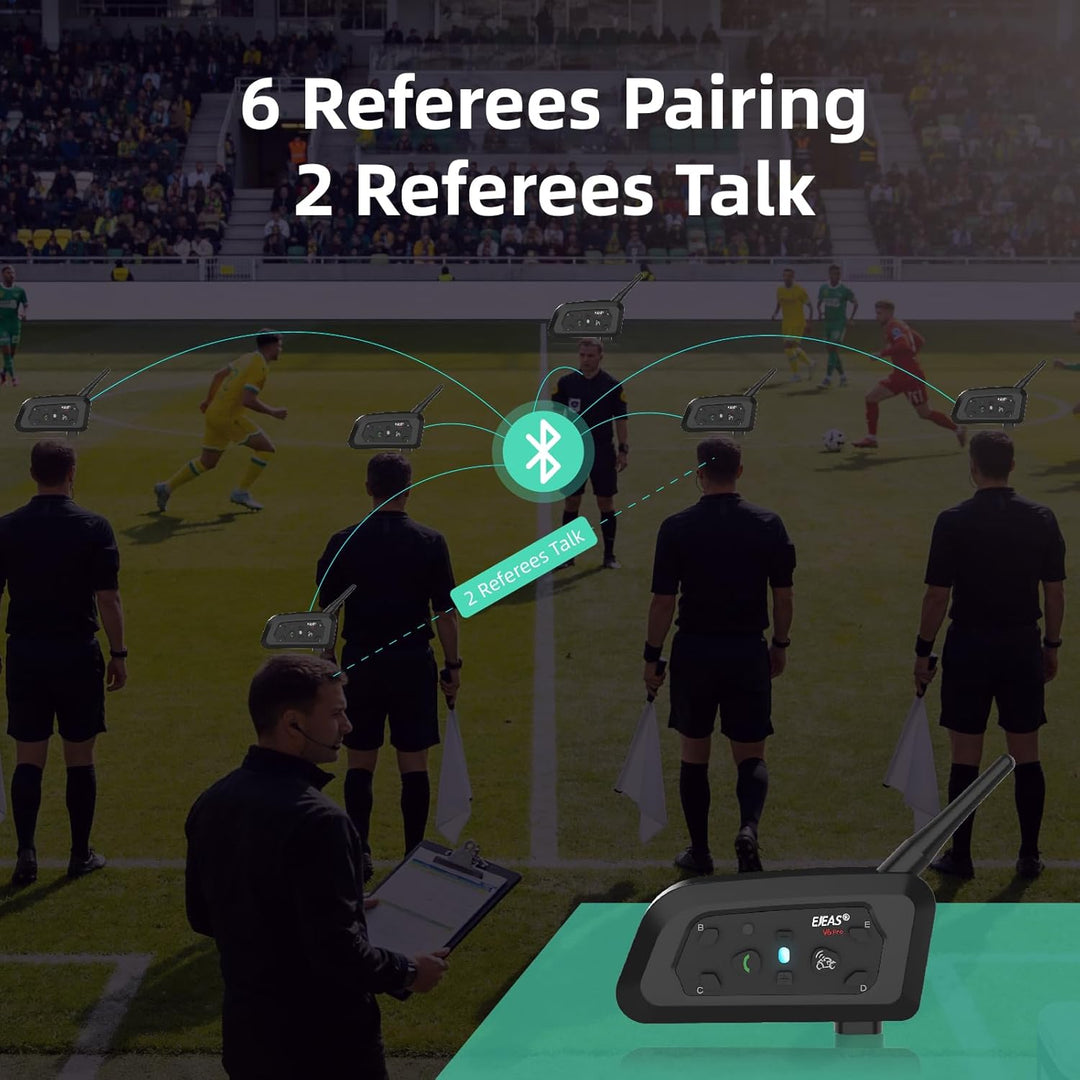 EJEAS V6C Fussball Schiedsrichter Bluetooth Intercom Headset mit CVC Rauschunterdrückung und Armtasc