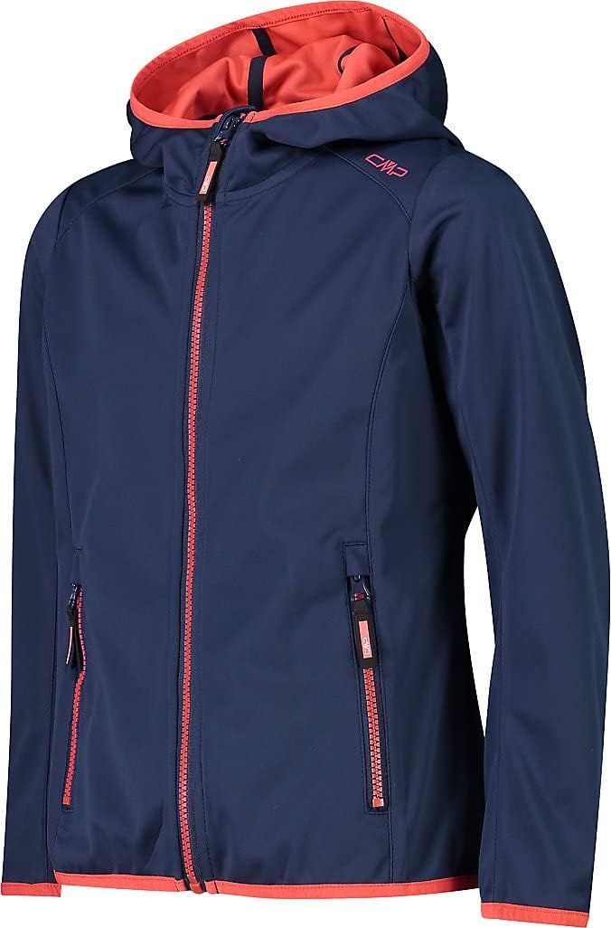 CMP Mädchen Softshell Jacket With Fixed Hood Jacke 128 Blau-Rot Kiss, 128 Blau-Rot Kiss