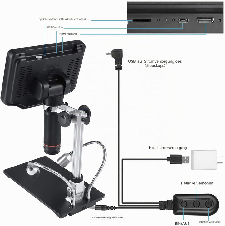 Andonstar AD407 3D HDMI Löten Digital Mikroskop mit 4MP UHD und 7 Zoll Einstellbarer LCD Bildschirm