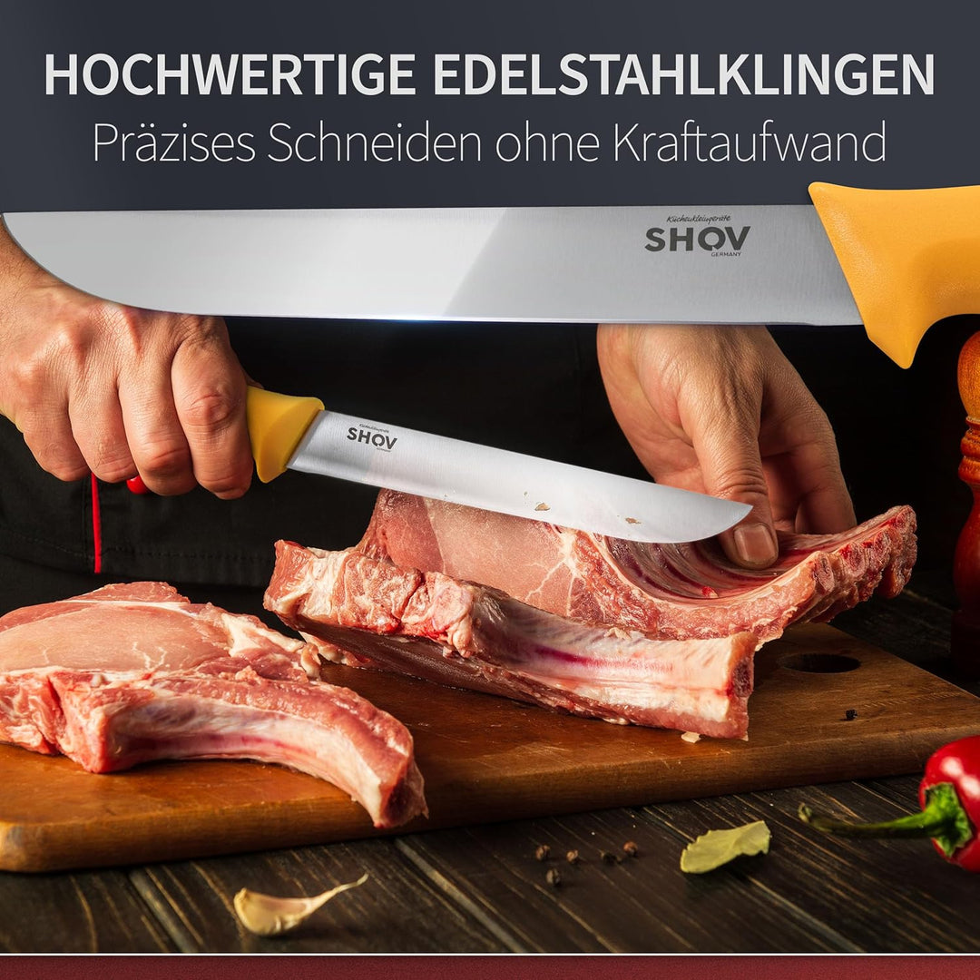 Shov Küchenmesser Set – Premiumqualität | Profi Küchenmesser | Kochmesser Set | Fleischmesser | Ausb