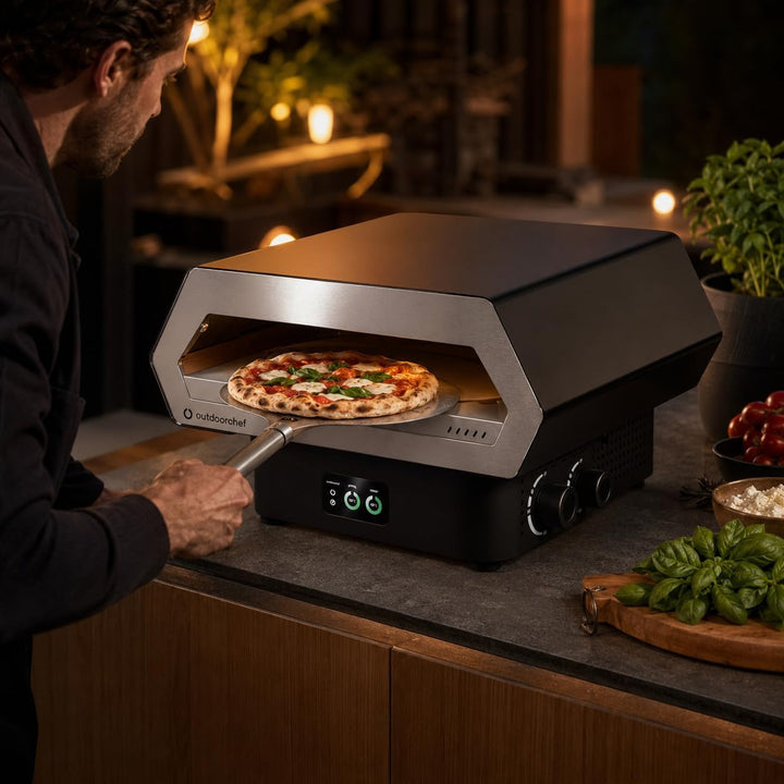 Outdoorchef PRISMO 420 G Gas-Pizzaofen – bis 450 °C, automatisch rotierender Pizzastein Ø 42 cm, Boo