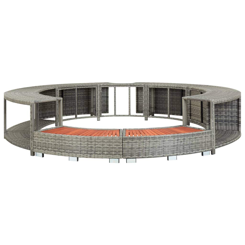 Festnight Whirlpool Umrandung Poly Rattan mit Stauraum Poolumrandung Poolverkleidung Stahlrahmen Whi