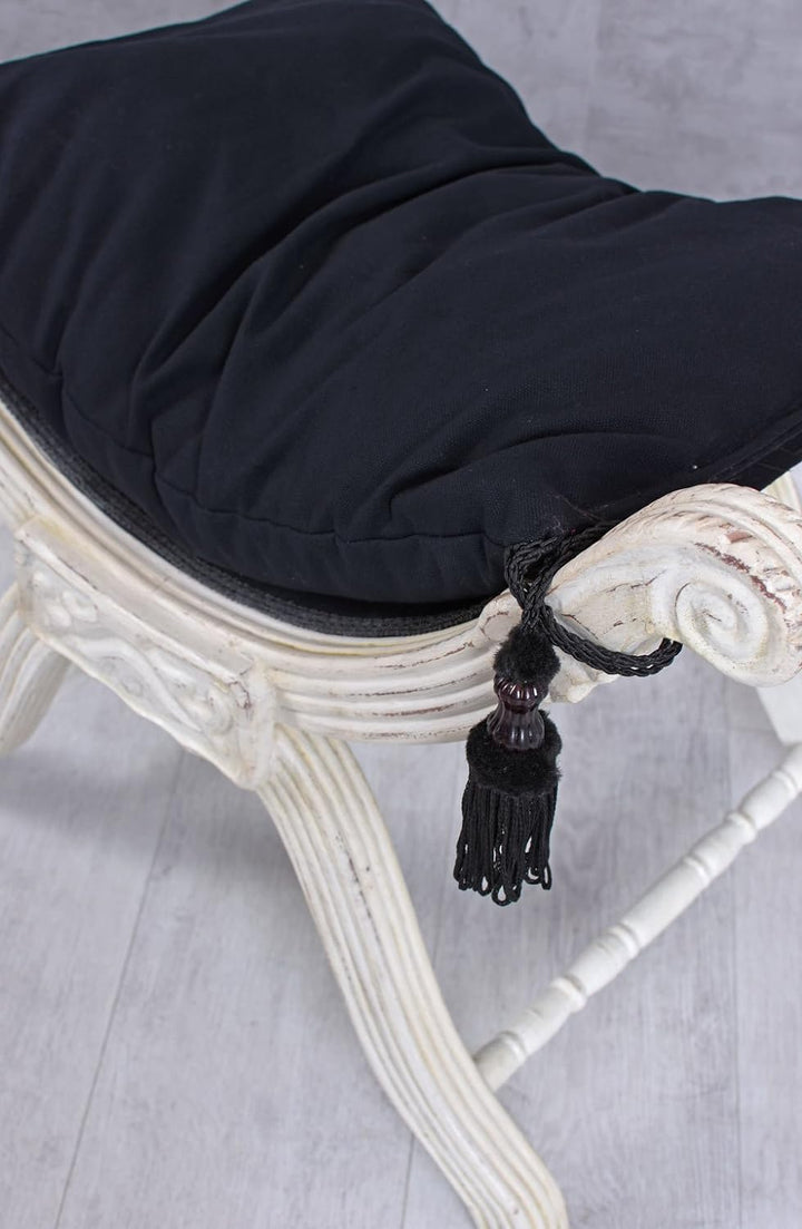 Sitzgondel Barock Hocker Shabby Chic Sitzbank Polsterbank Schwarz Weiss cat350k49 Palazzo Exklusiv