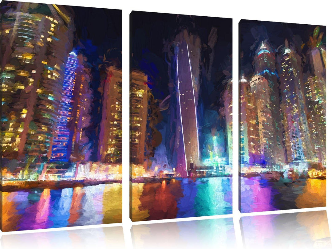 Pixxprint Dubai Burj al Arab als Leinwandbild/Grösse: 3 Teilig (120x80) cm/Wandbild/Kunstdruck/ferti