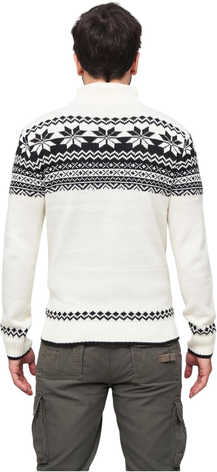 Brandit Herren Cardigan Norweger Strickjacke, S Weiß