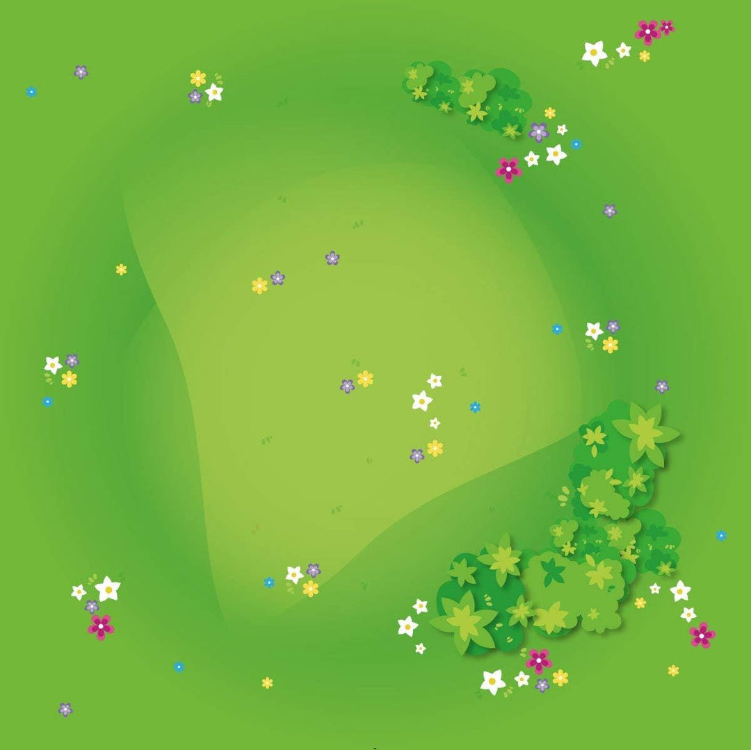 playmatt Spielmatte - Grüne Graslandschaft mit Blumen | rutschfest | 55x55cm | waschbar, Graslandsch