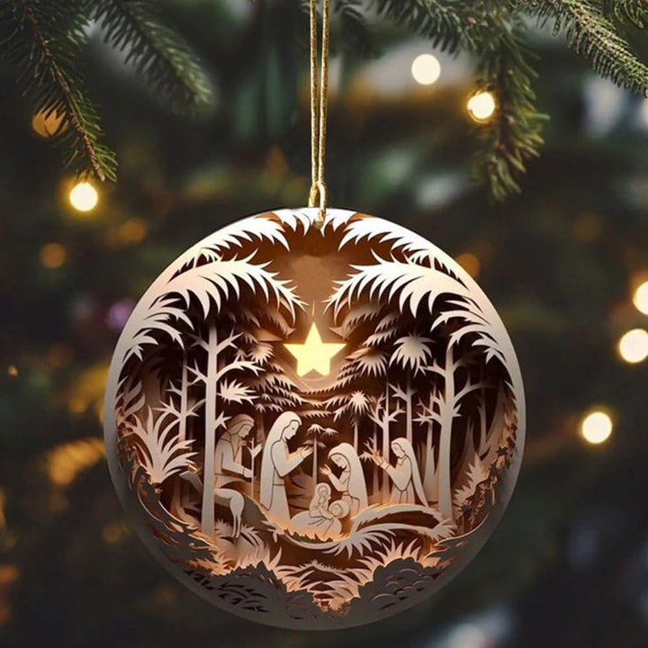 12 Stück Krippen-Ornamente, Weihnachtsdekoration Aus Holz Zum Aufhängen, Die Geburt Jesu, Weihnachts