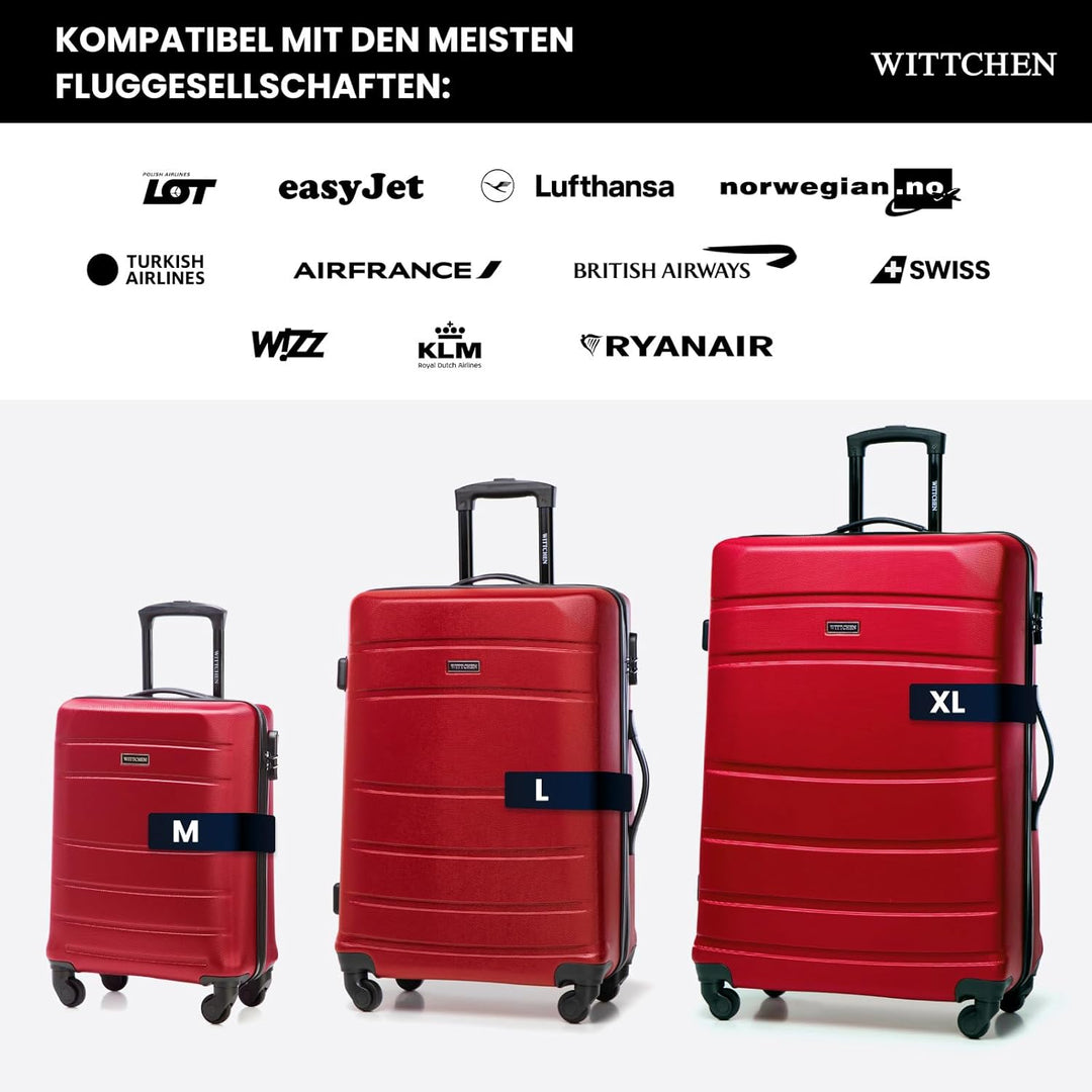 WITTCHEN Mittlerer Koffer Trolley Koffer Reisekoffer aus ABS Hartschalen Trolley 4 Rollen Kombinatio