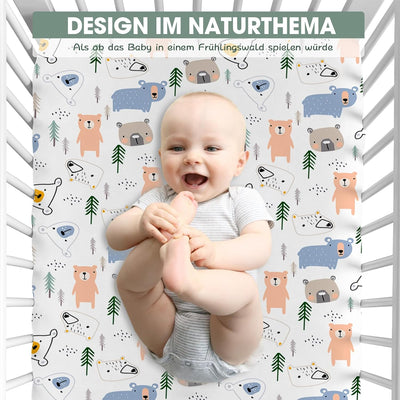Bimocosy Spannbettlaken Spannbetttücher & Laken für Babybetten Kinderbett 70x140cm/60x120 cm, Mikrof