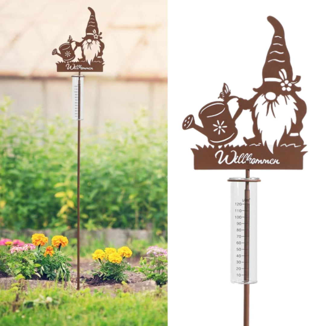 Regenmesser für Garten Dekorativer Niederschlagsmesser mit Erdspiess, Regenwassermesser Glas auf Gar