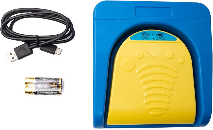 System-S Bluetooth Fusspedal kabellos mit USB 3.1 Typ C Anschluss für PC Hotkeys Blau Gelb