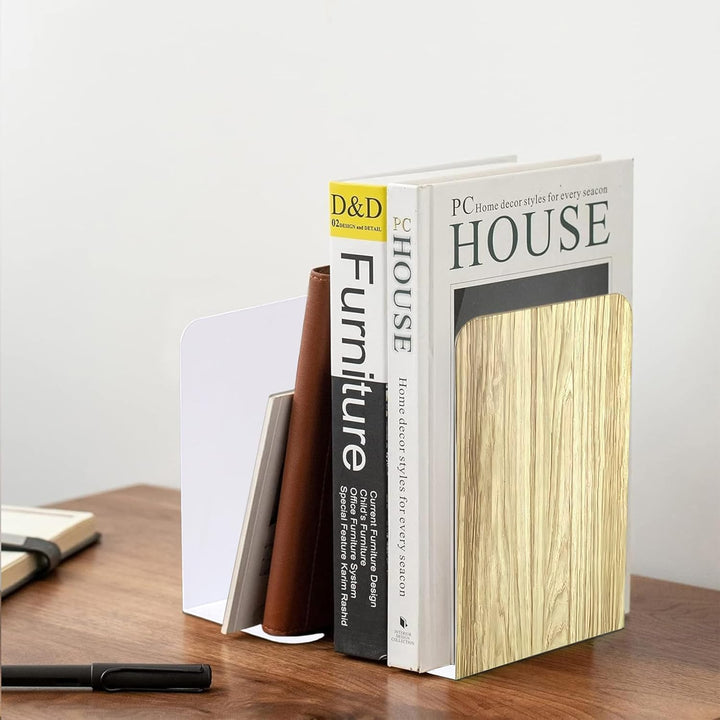 DIFIT Bookends, 4 Pairs Bookends Book Holder, Bookends Metal Bookends for Magazines/Books/CD, DVD Bo