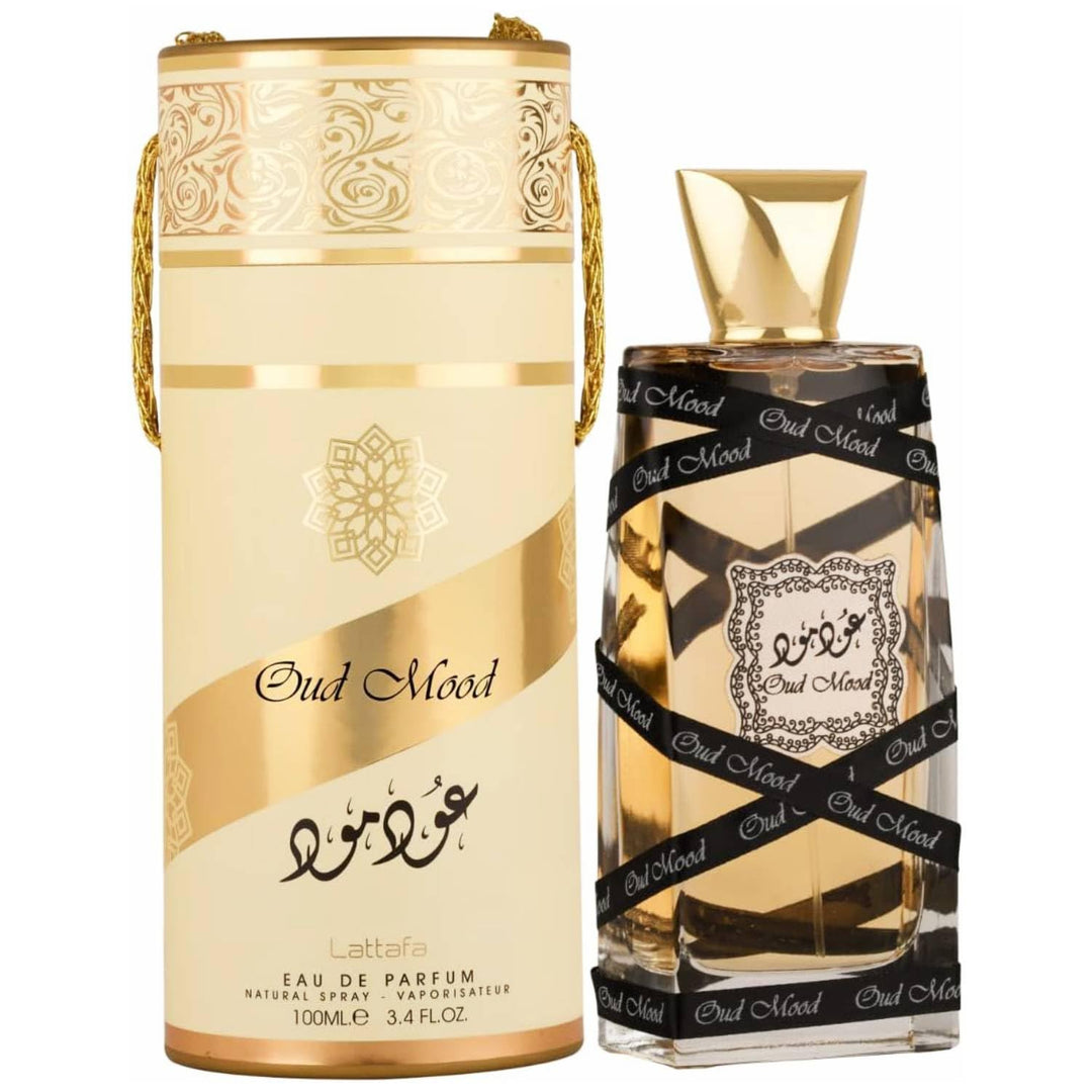 Parfum „Oud Mood“ von Lattafa, 100 ml, Duftnoten: Blumen, Bernstein, Moschus, Holz
