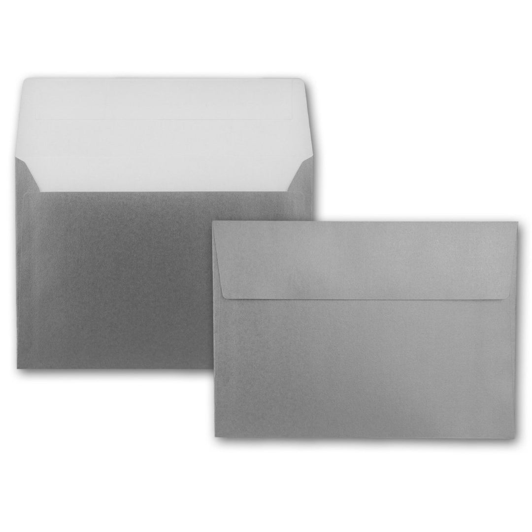 700x Briefumschläge DIN C5 Silber Metallic - 16,2 x 22,9 cm - Haftklebung - glänzende Kuverts für gr