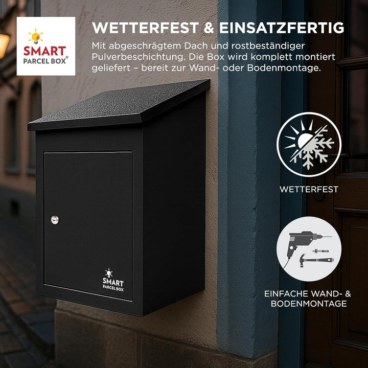 Smart Parcel Box, mittelgrosser Paketbriefkasten mit Paketfach und Briefkasten, sicherer Paketkasten