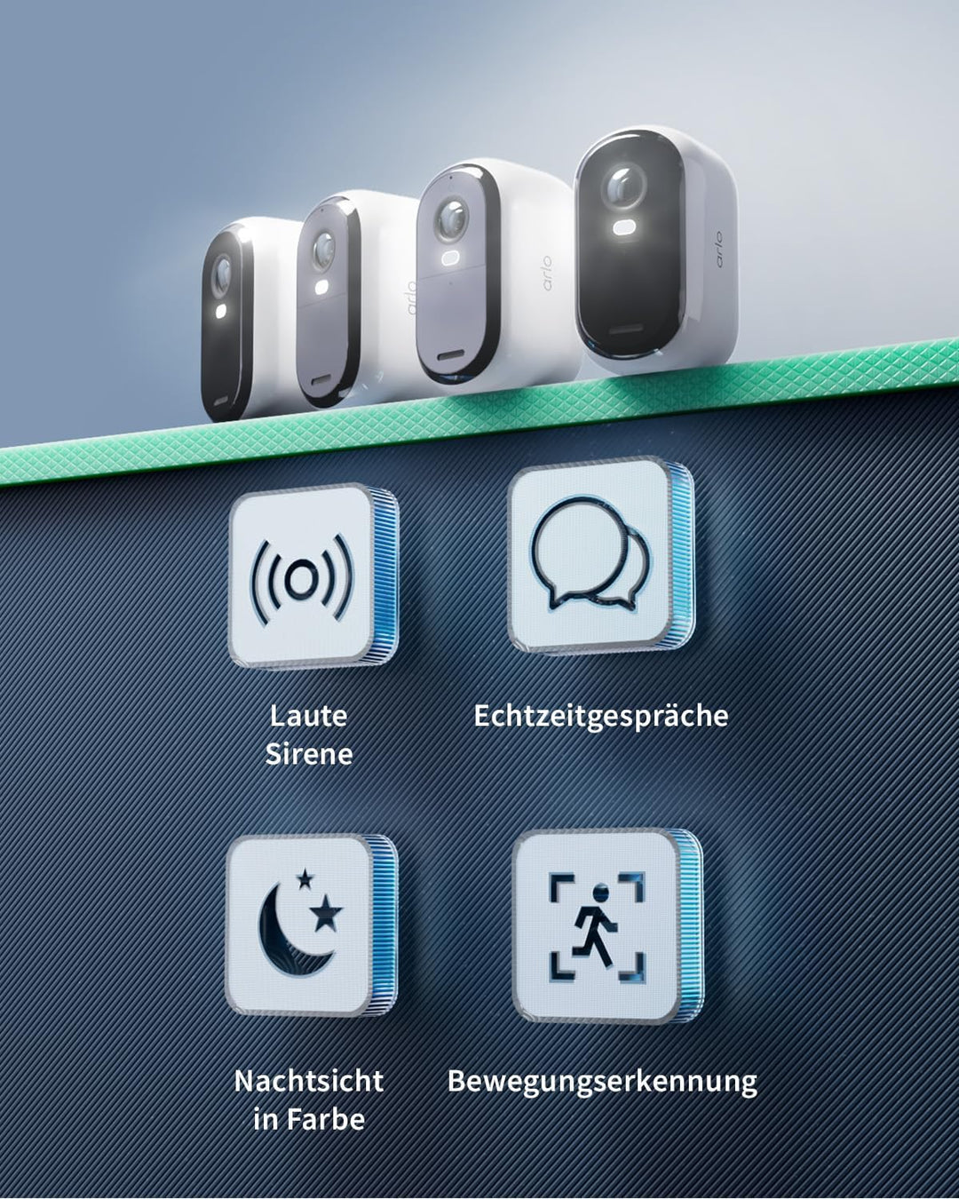 Arlo Essential 2 HD Überwachungskamera Aussen & 3x Solar, Kabellos, 1080p Video, Farbnachtsicht, Lic