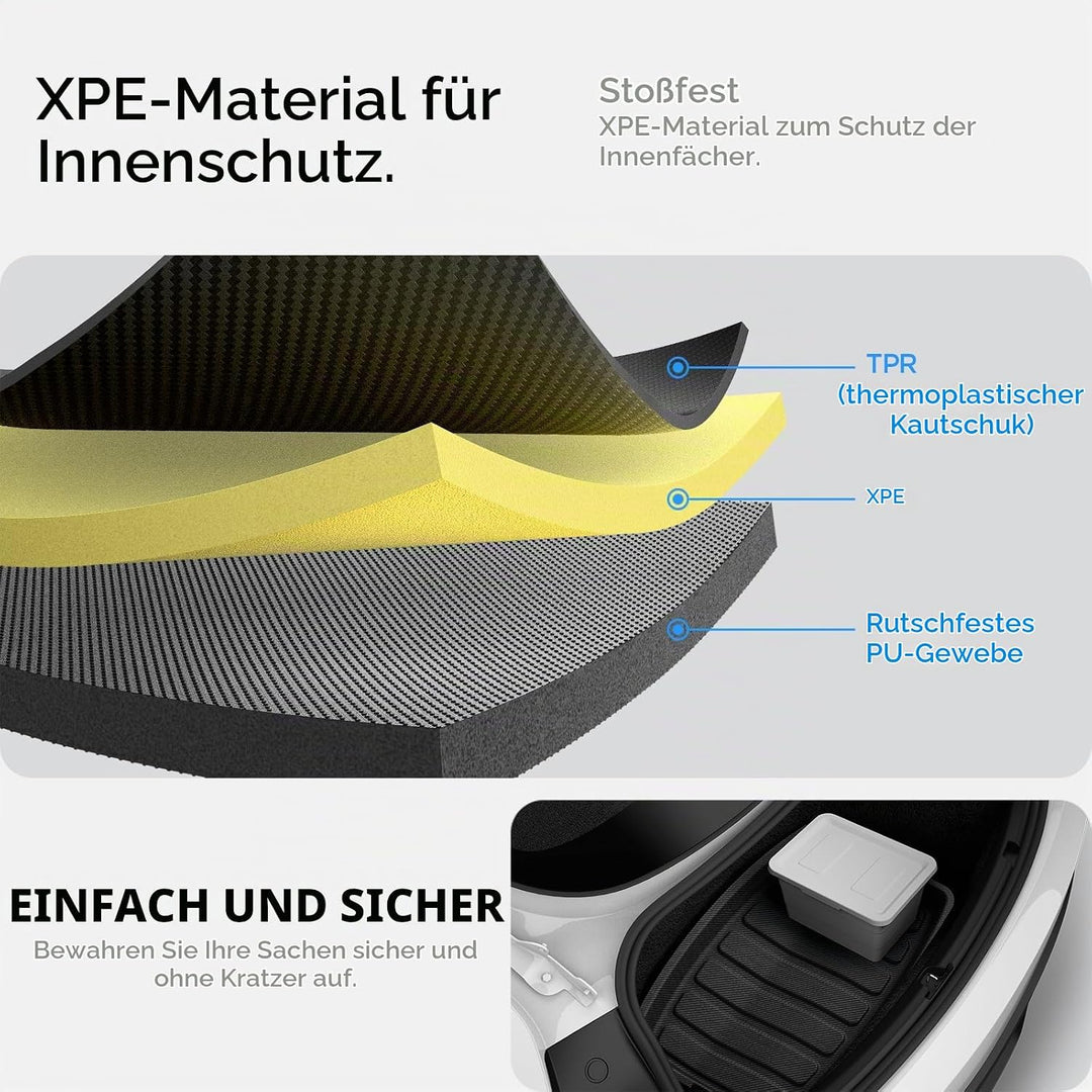 Spigen Tesla Model 3 Highland (2024~) Hintere Kofferraummatte für Aufbewahrung, Stossfestes XPE-Mate