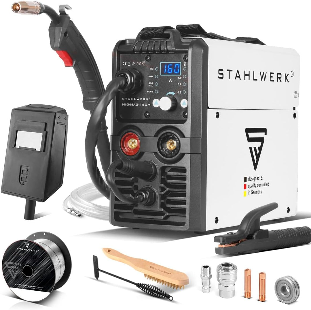 STAHLWERK MIG MAG 160 M IGBT-Schweissgerät Vollsynergisches 5 in 1 Kombigerät mit echten 160 Ampere