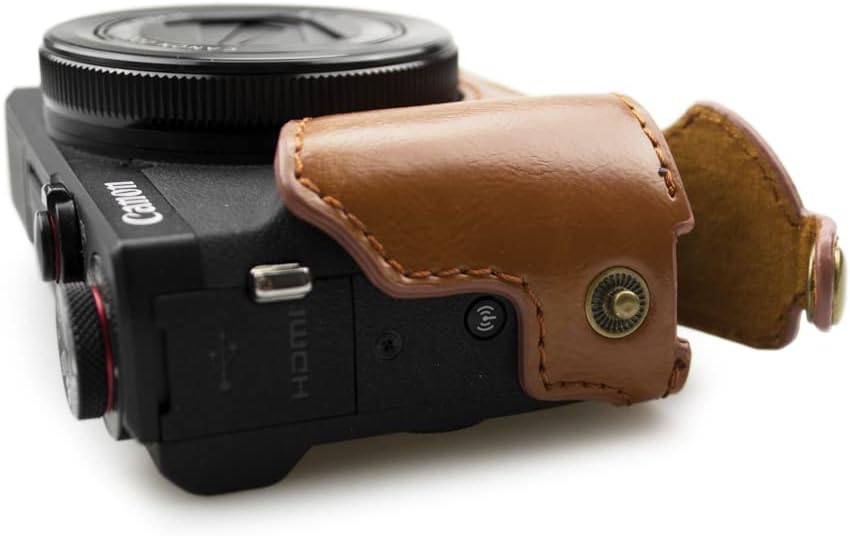 Rieibi G7X II G7X III Hülle - Vintage Leder Kameratasche für Canon PowerShot G7 X Mark II/G7 X Mark