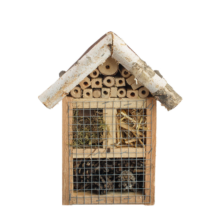 BOGATECO Bienenhotel Insektenhotel - unbehandelt, Bienenhaus aus Massiv-Holz für Bienen, Marienkäfer
