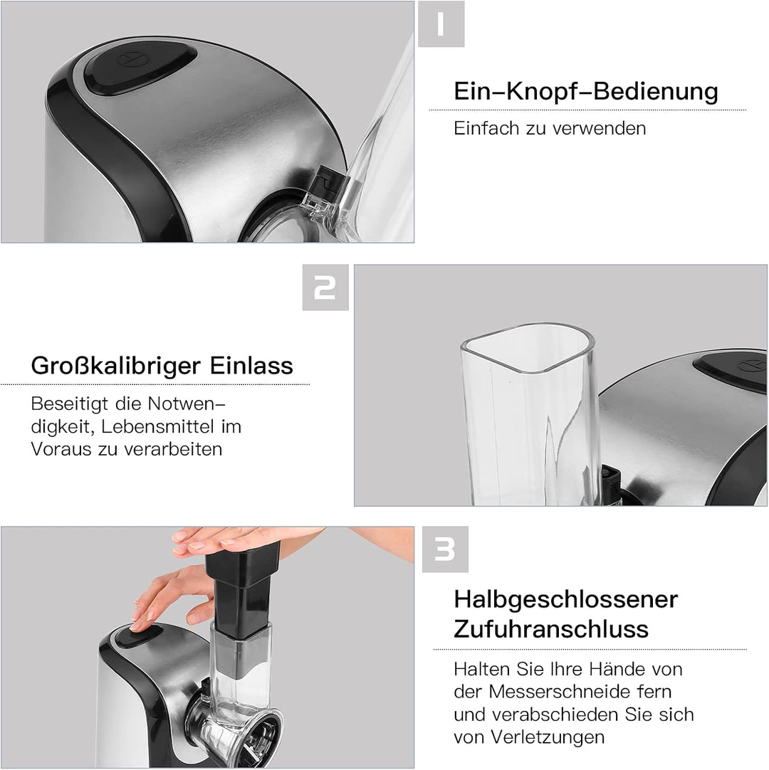 Gemüsehobel, Automatisch Elektrisch Gemüseschneider Elektrische Küchenreibe Reibe mit 5 Kegel-Klinge