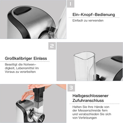 Gemüseschneider Automatisch Elektrisch Gemüsehobel, QC-78 Elektrische Küchenreibe Reibe mit 5 Kegel-