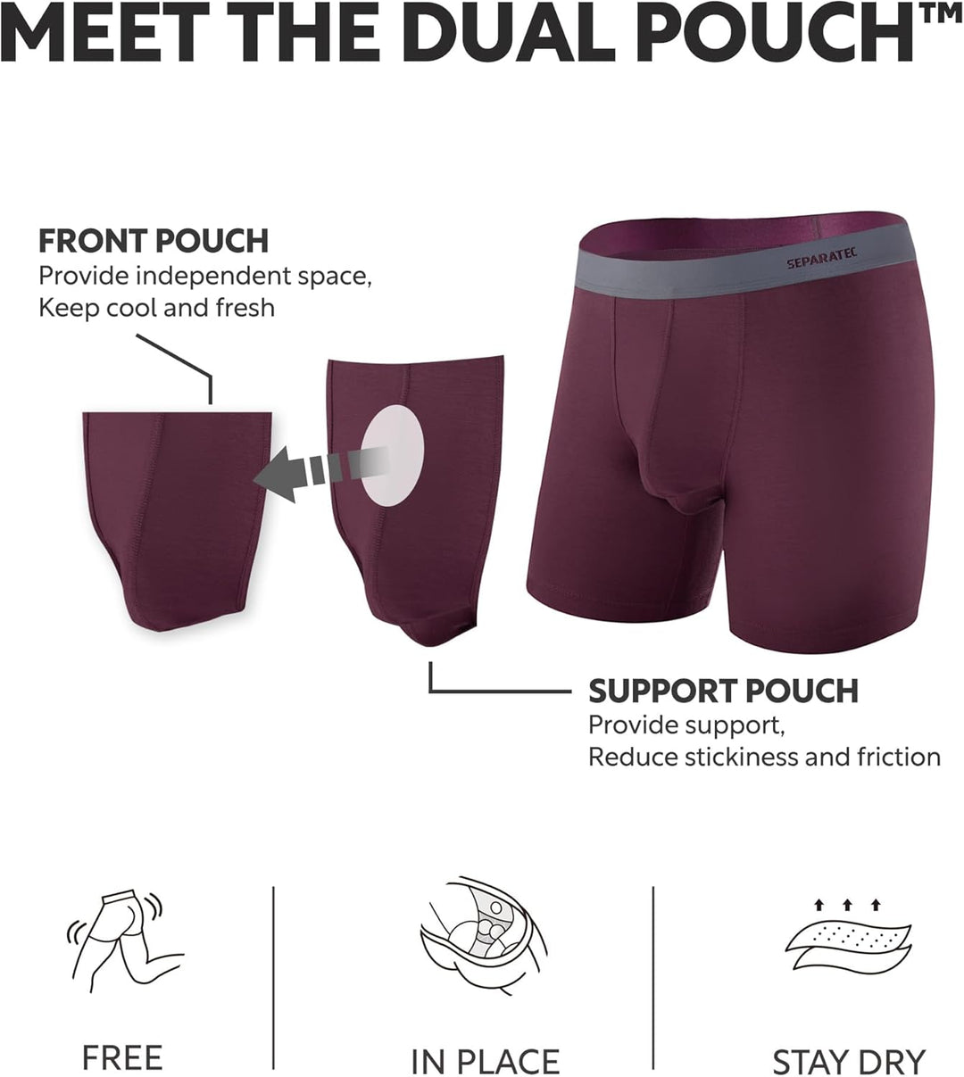 Separatec Herren Boxershorts, Herren Unterhosen aus Bambus-Viskose, atmungsaktiv und weich, Doppelbe