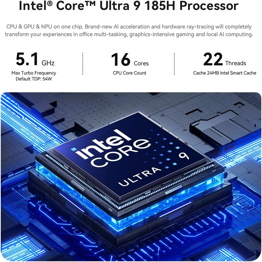 Beelink SEi14 Mini PC Intel Core Ultra 9 185H (16C/22T bis zu 5.1GHz), 32GB DDR5 1TB M.2 PCIe4.0 SSD