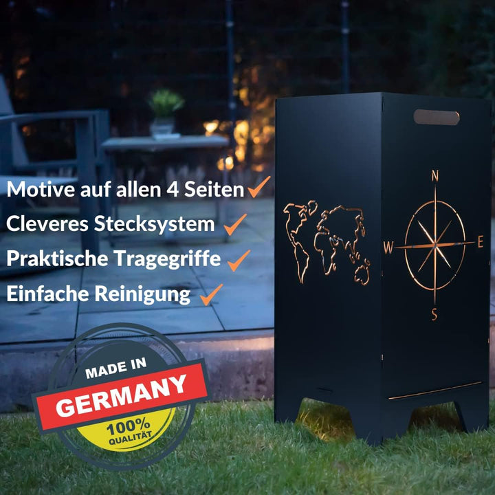 Feuertonne Mit Maritim Motiv | Stabiles Stecksystem Mit Tragegriffen | Robust & Aus Hochwertigem Sta