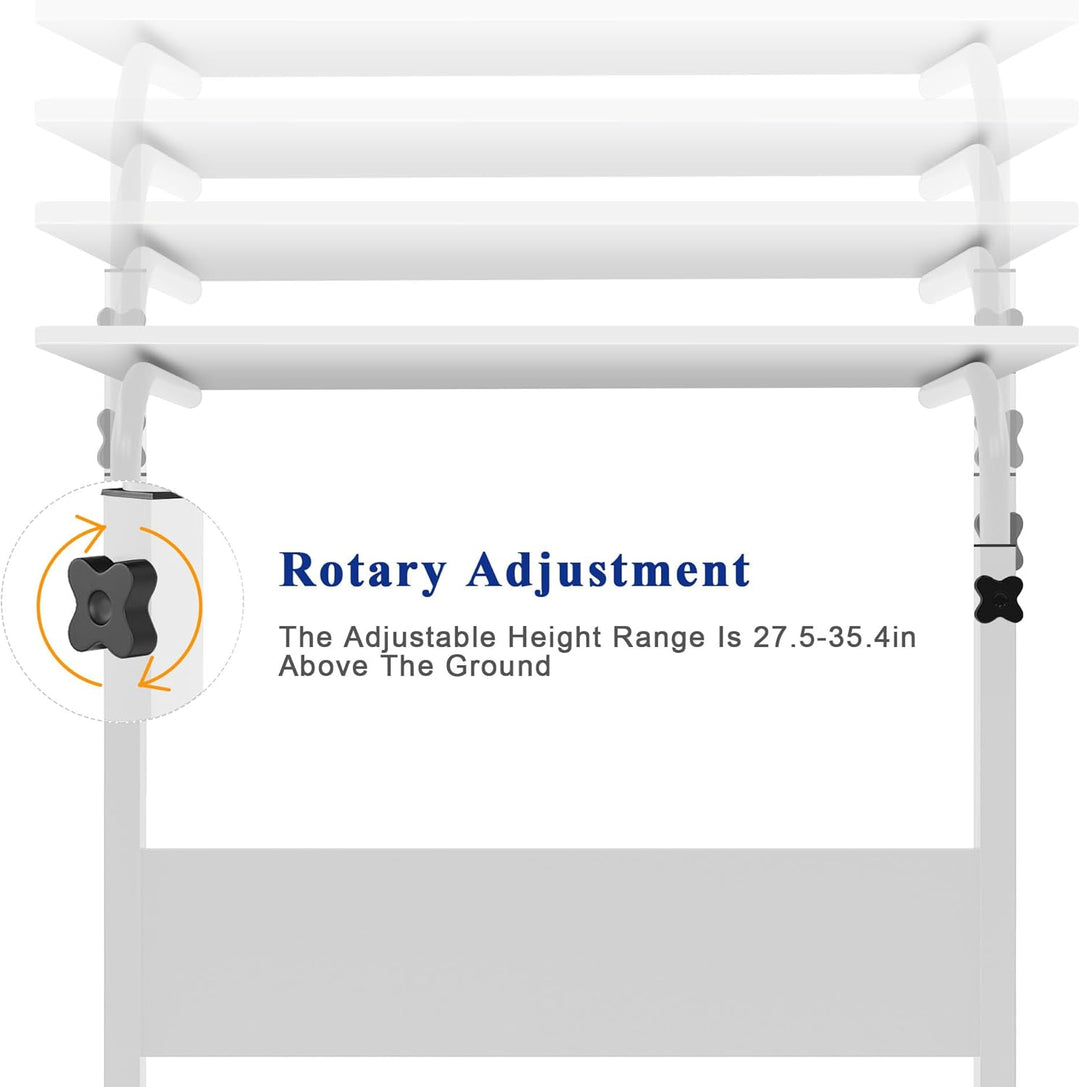 soges Computertisch Laptoptisch höhenverstellbar PC-Tisch mit Rollen, Oberfläche mit Einschnitt als