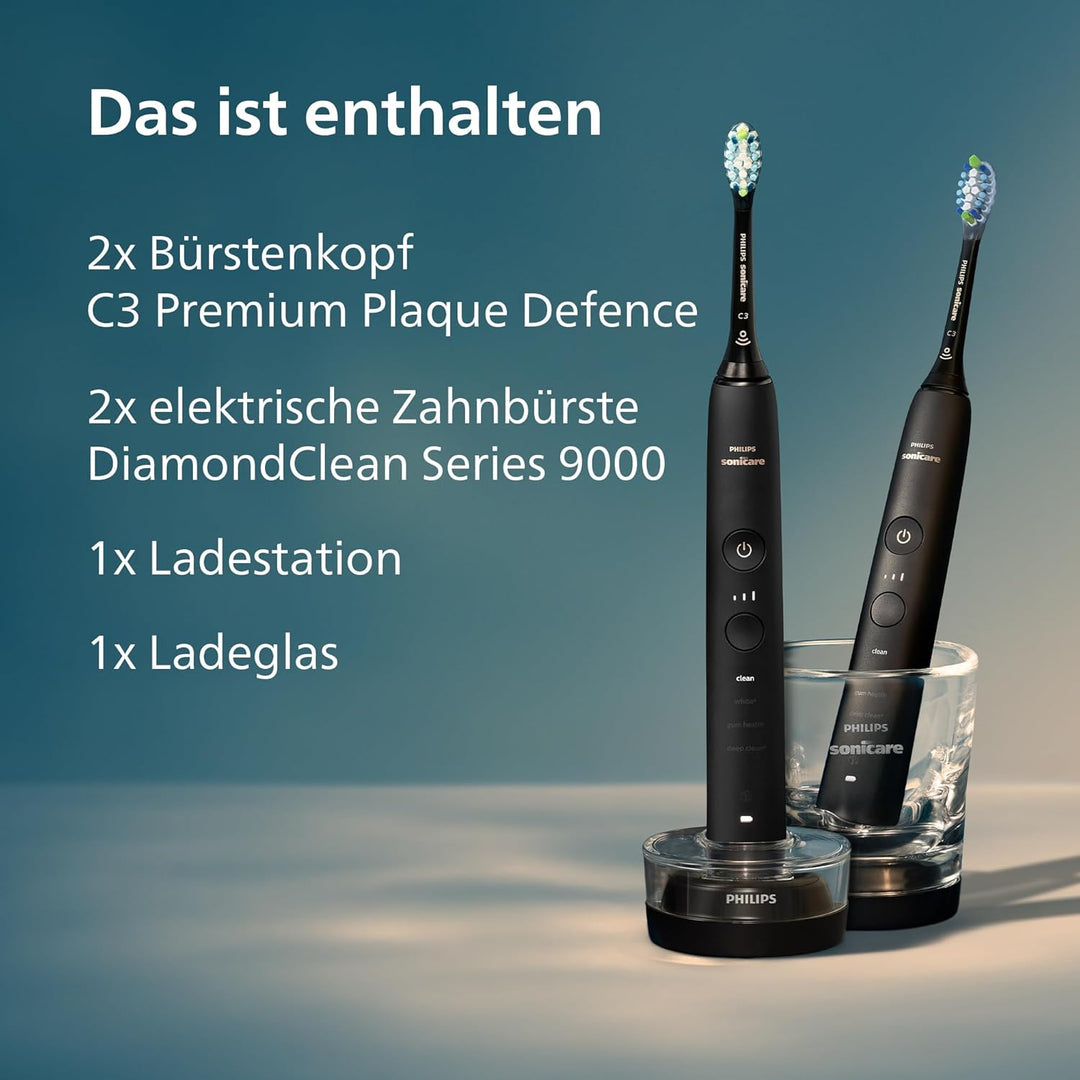 Philips Sonicare DiamondClean 9000 elektrische Zahnbürste, Schallzahnbürste mit App, Andruckkontroll
