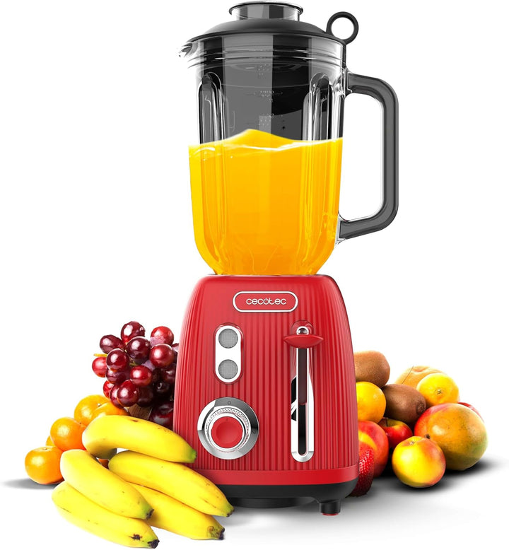 Cecotec Standmixer Retro Power Black Titanium RetroRed. 1200W Maximale Leistung, 2 Geschwindigkeiten