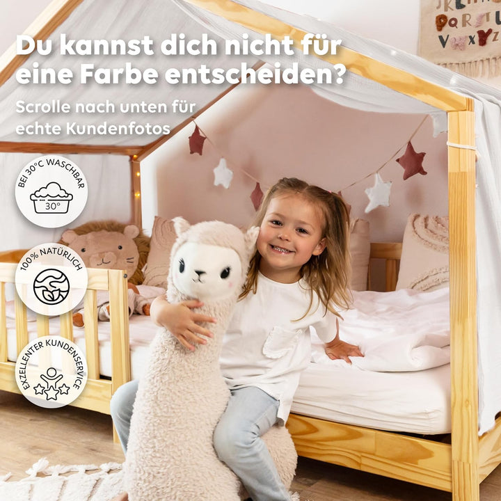 Hausbett Himmel [in 12 Farben] Betthimmel Hausbett aus 100% Baumwolle Musselin - Stoffhimmel für Hau
