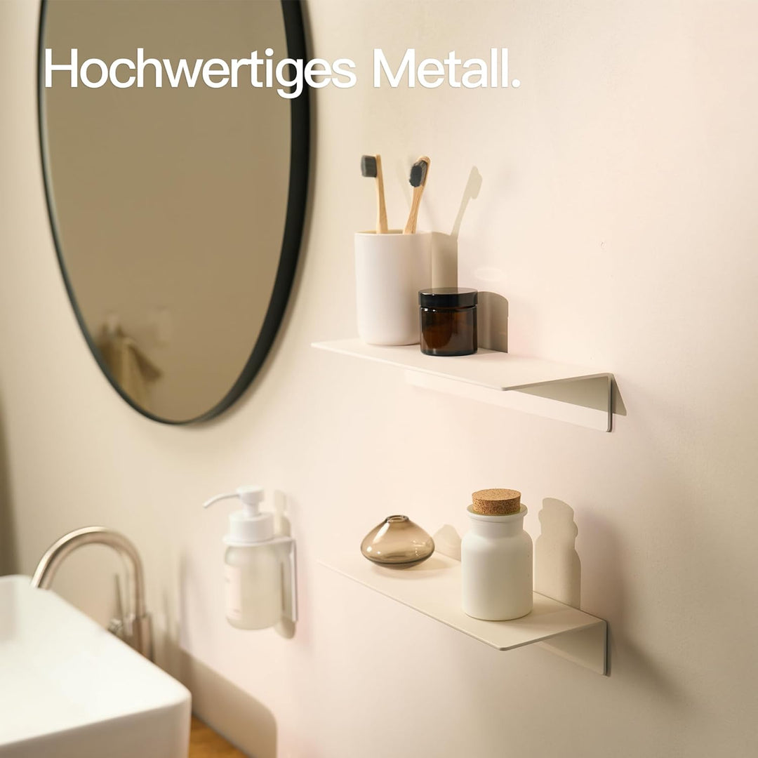 Designfabrik Hamburg Wandregal ohne Bohren | Duschregal selbstklebend | Ablage für Bad, Gästebad, Kü