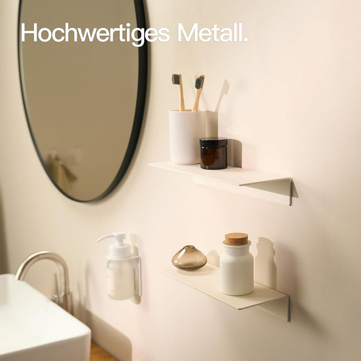 Designfabrik Hamburg Wandregal ohne Bohren | Duschregal selbstklebend | Ablage für Bad, Gästebad, Kü