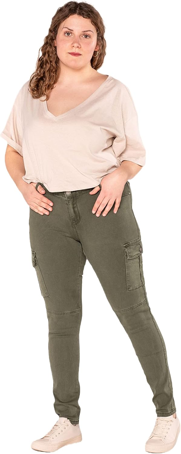Nina Carter Damen Cargo Jeans grossen Grössen Stretchjeans Plus Size Jeanshosen Used-Look Denim Hose