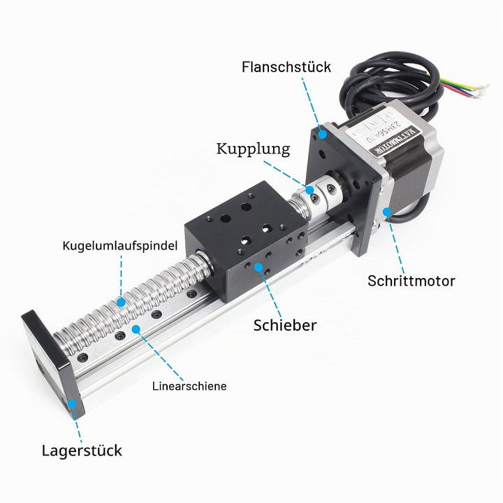 RATTMMOTOR 400mm Verfahrweg Länge Linear Schienenführung CNC Linearschlitten Tisch Lineartischantrie