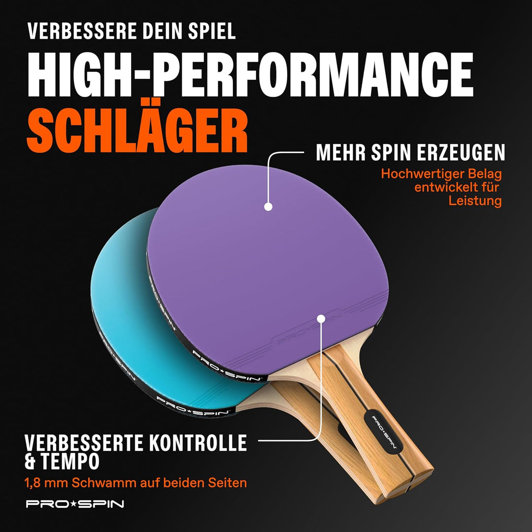 PRO-SPIN Tischtennisschläger – Hochleistungs-Tischtennis Set | Premium Tischtennisschlaeger, 3-Stern