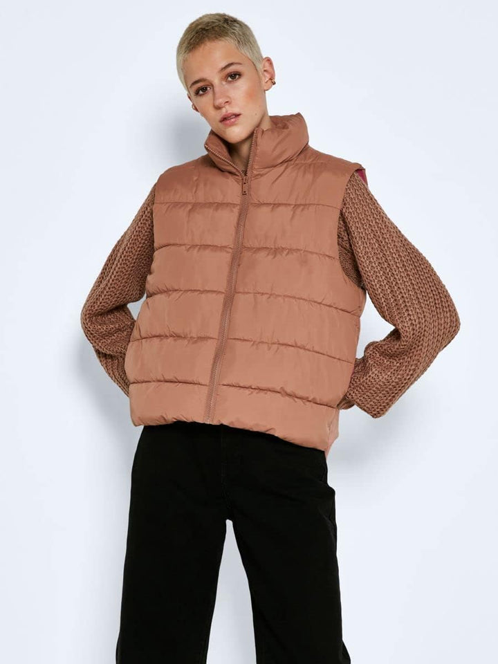 Noisy may Damen Nmmarcus Vest Bg Noos Weste, Beaver Fur/Detail:ibis Rose Lining