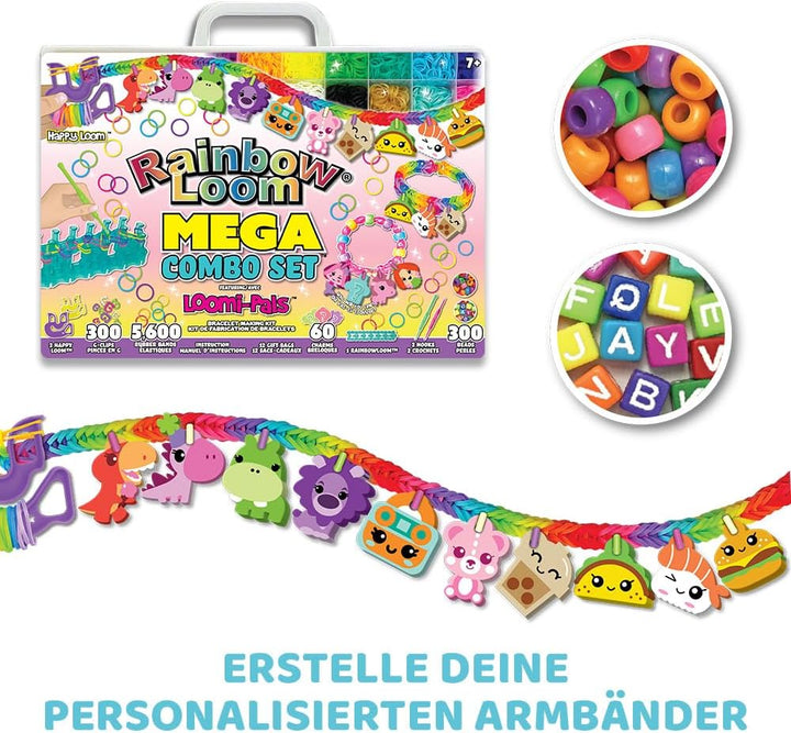 BANDAI - Rainbow Loom Mega Combo Set - Riesiges Set - Armbandherstellung - Bastelspass - Webstuhl mi