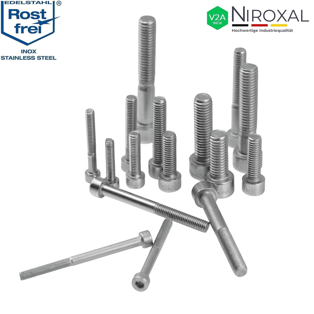 Edelstahl Zylinderkopfschraube rostfrei V2A M6 (=6 mm) 80-mm Schrauben-Länge 400 Stück 24-mm Teil-Ge