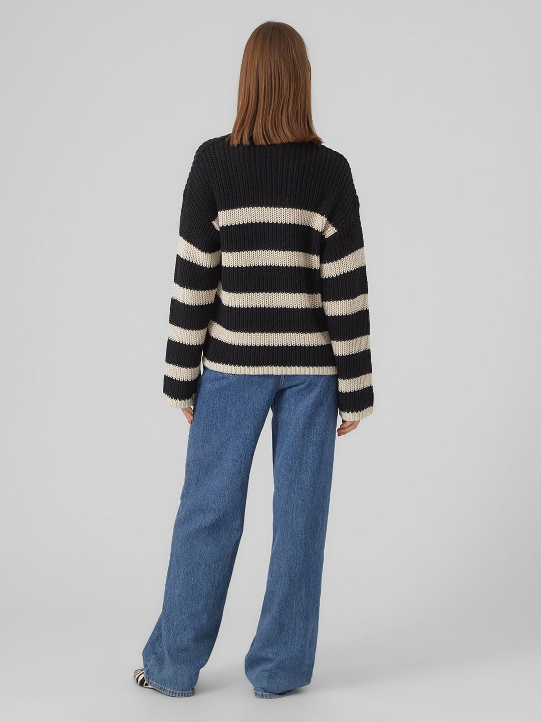 VERO MODA Female Strickpullover VMHILDA Strickpullover | Knitted Pullover S Black/Stripes:birch, S B