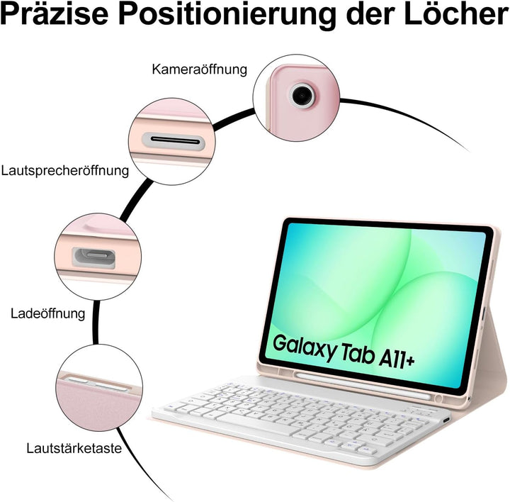 IVEOPPE Tastatur Hülle für Samsung Galaxy Tab ?11 Plus 11 Zoll 2025, [QWERTZ Deutsches], Bluetooth A