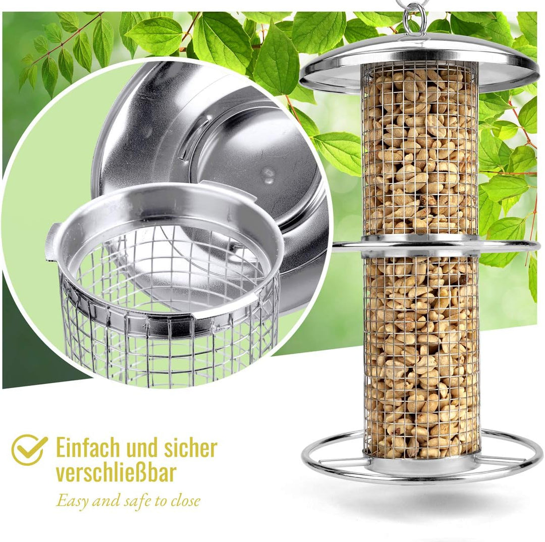 wildtier herz I Vogelfutterspender 26cm - Erdnussfutterspender aus rostfreiem Edelstahl, Vogel Futte