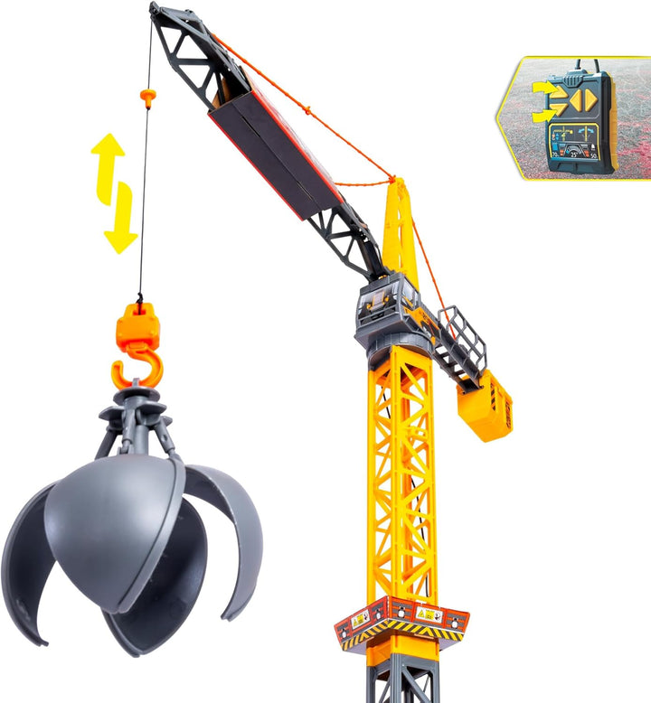 Dickie Toys - Mighty Crane (110 cm) - grosser Spielzeug-Kran mit 360°-Drehung & Abrissbirne inkl. Gr