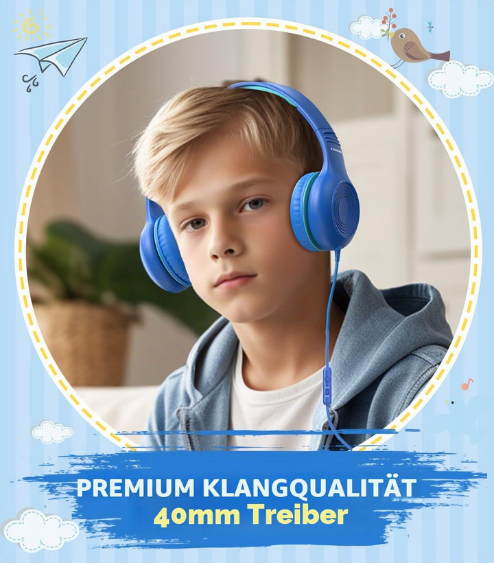 Upgrade USB Typ C Kinder-Kopfhörer, kabelgebundene Kopfhörer für Kinder mit Mikrofon für Jungen und