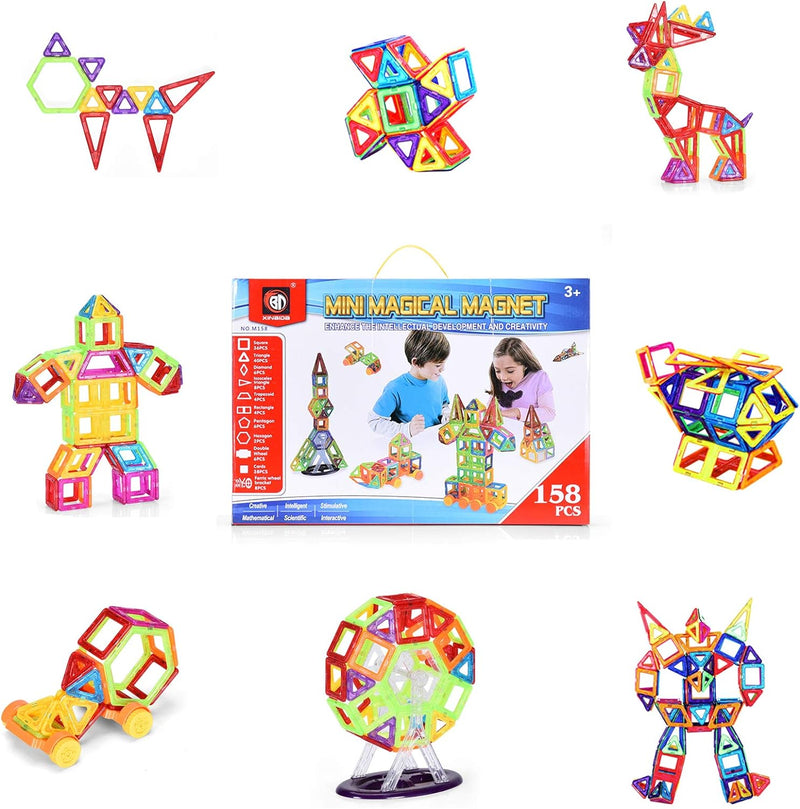 COSTWAY 158 Teile Magnetische Bausteine, Magnetspielzeug für Kleinkinder, Magnetic Building, Magneti