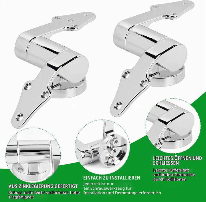 DBREAKS 2 Stück WC Sitz Scharnier Zinklegierung mit Absenkautomatik - Verstellbare Soft-Close Scharn