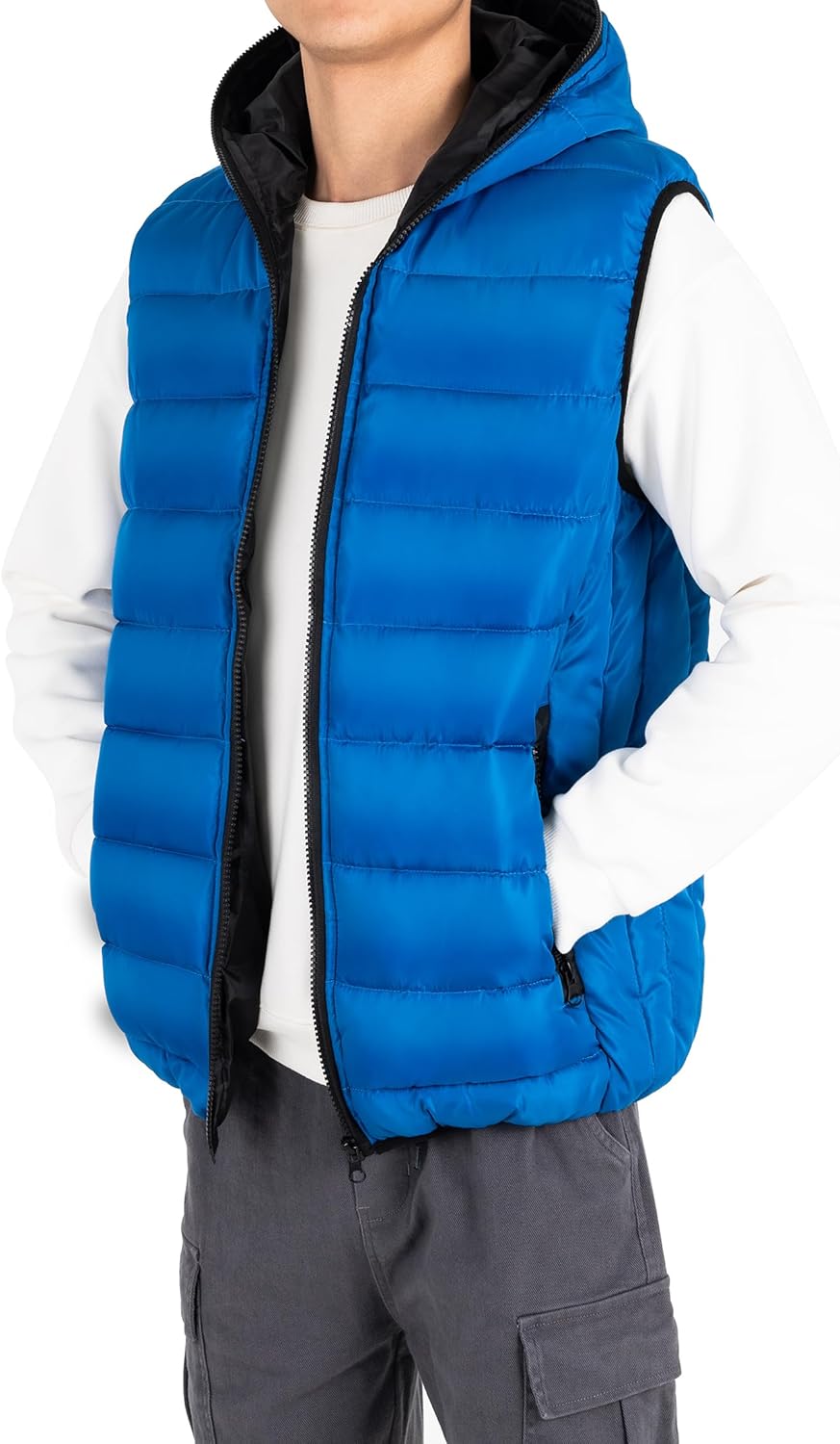LAUSONS Kinder Warme Weste Jungen Steppweste Ärmellose Winterjacke Puffer Weste mit Kapuze Blau 170-