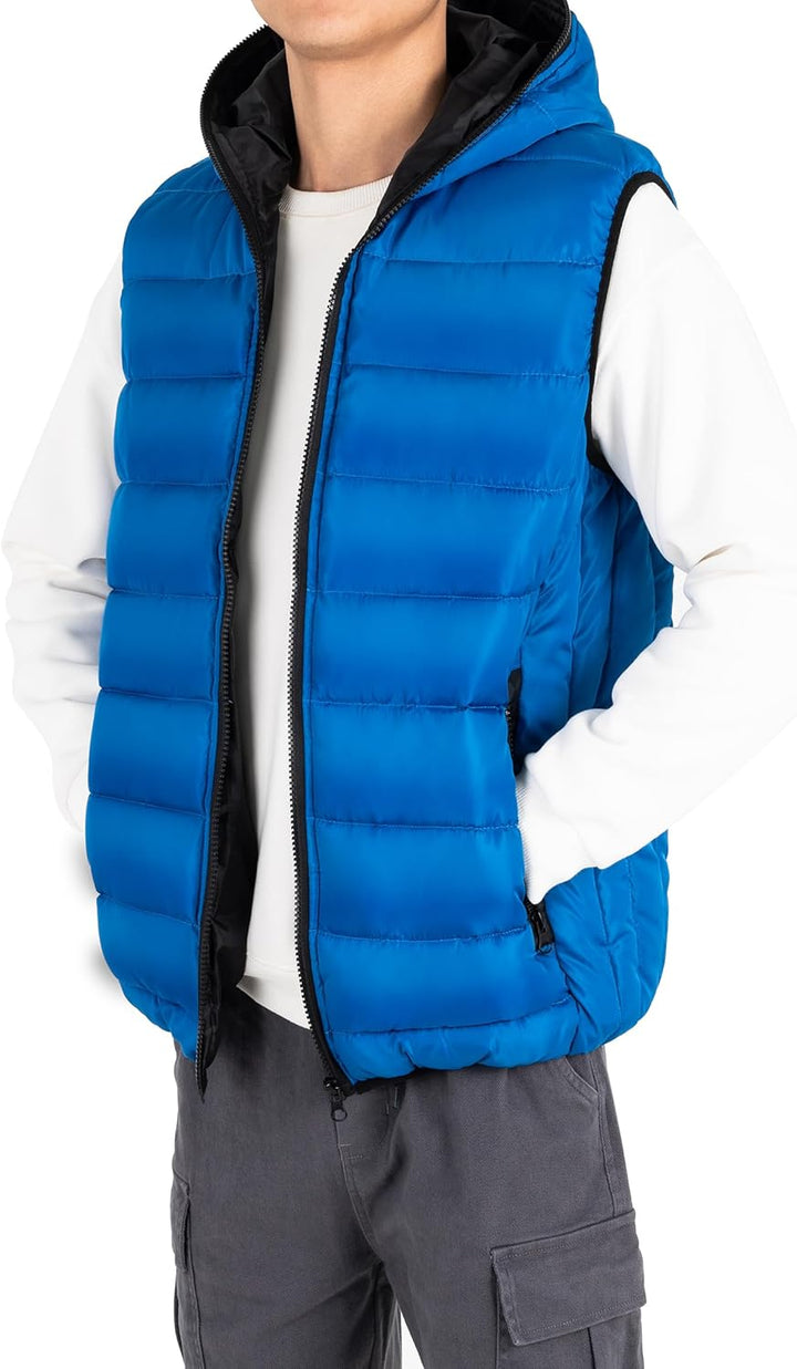 LAUSONS Kinder Warme Weste Jungen Steppweste Ärmellose Winterjacke Puffer Weste mit Kapuze Blau 170-